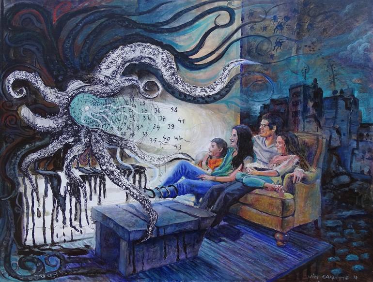 Watching TV Painting by Wim Carrette | Saatchi Art