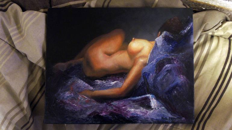 Original Fine Art Nude Painting by Nina Fabunmi