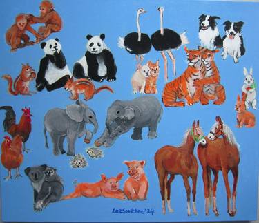 Original Figurative Animal Painting by Sook-Hee Lee