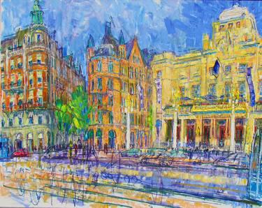 Original Abstract Expressionism Architecture Painting by Vladimir Shahinyan