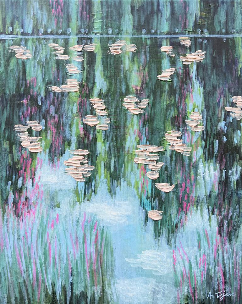 Waterlily Pond XII Painting by Alissa Kim Tjen | Saatchi Art
