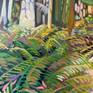 This piece leads the viewer to have a meditative walk through the woods with their eyes. Inspired by a trail in Sechelt, Sunshine Coast.

All sides painted in black.