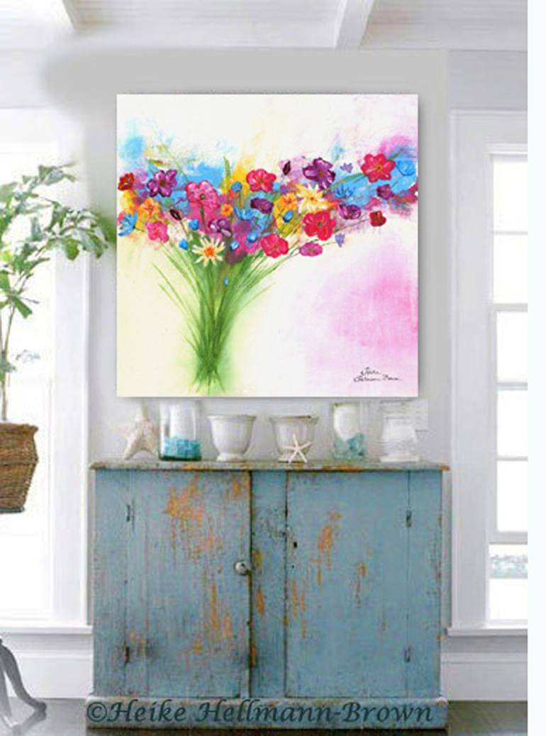 Original Abstract Floral Painting by Heike Hellmann-Brown