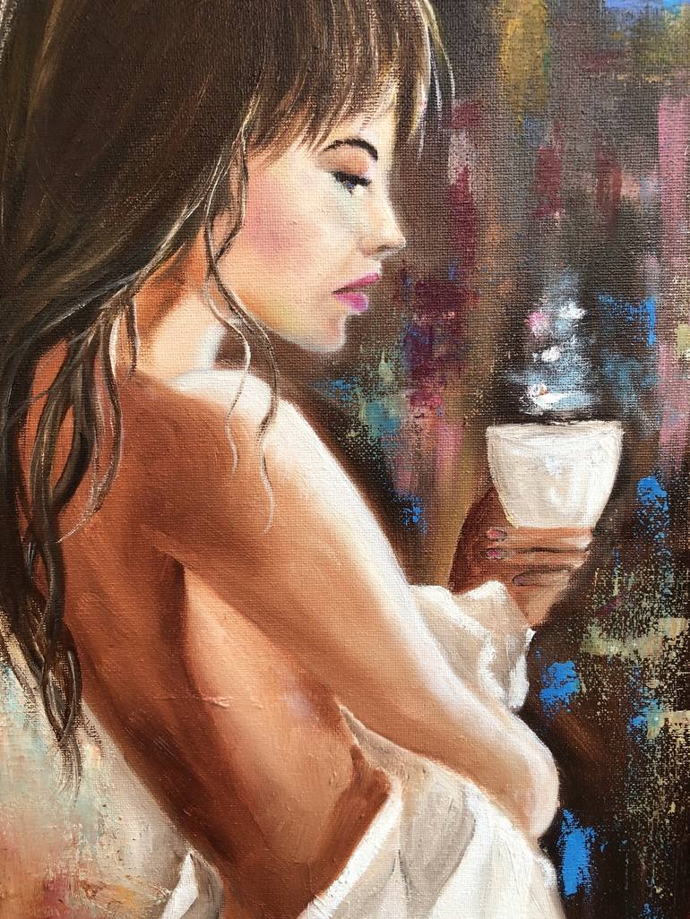 Morning coffee Painting by Inna Montano | Saatchi Art