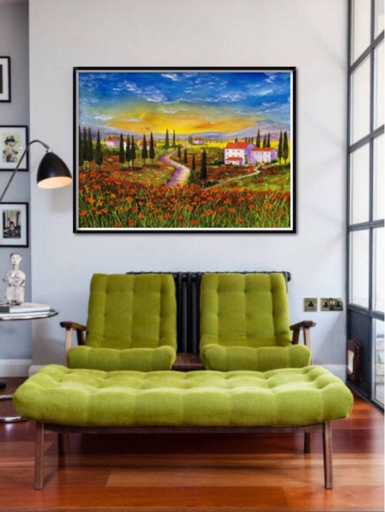 Tuscany sunset Painting by Inna Montano | Saatchi Art