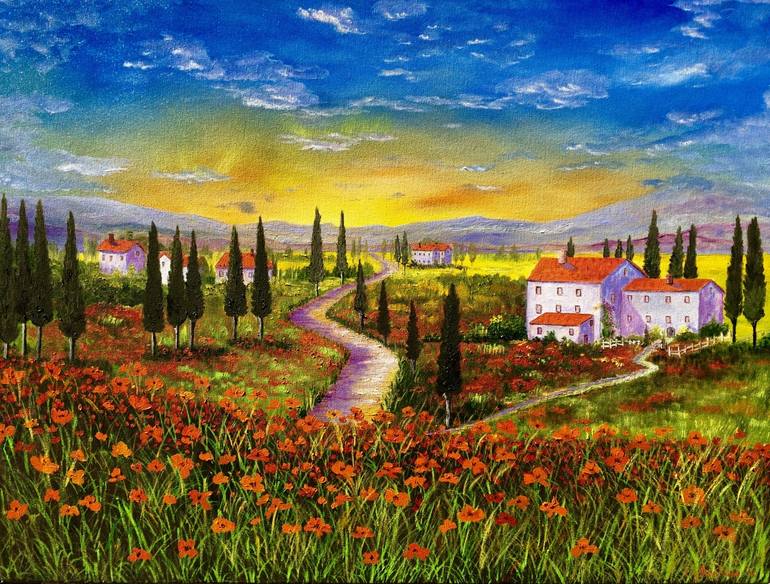 Original Expressionism Landscape Painting by Inna Montano