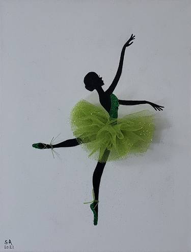 Ballerina Art Decor Wall on Stretched Canvas. HAND MADE HAND PAINTED Girls Room Decor thumb