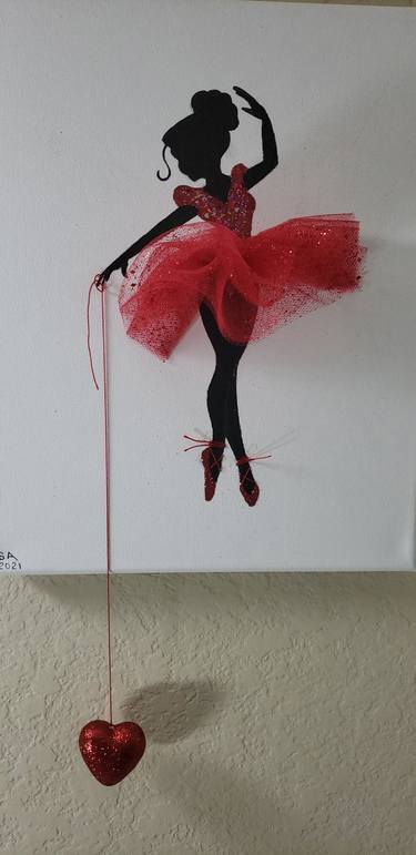 Ballerina Art Decor Wall on Stretched Canvas. HAND MADE HAND PAINTED Girls Room Decor thumb