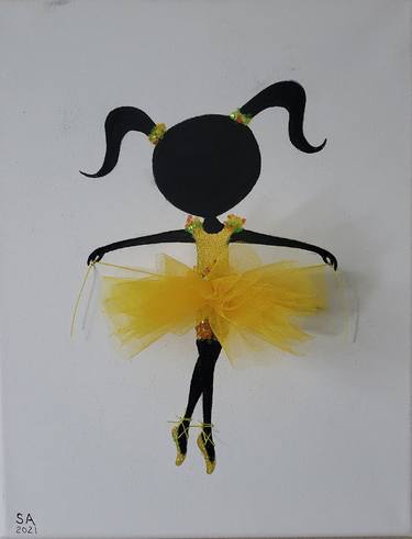 Girl room wall decor nursery art wall decorative decoration living room bedroom Ballet Dancer Ballerina Art Decor Wall on Stretched Canvas. HAND MADE HAND PAINTED Girls Room Decor thumb