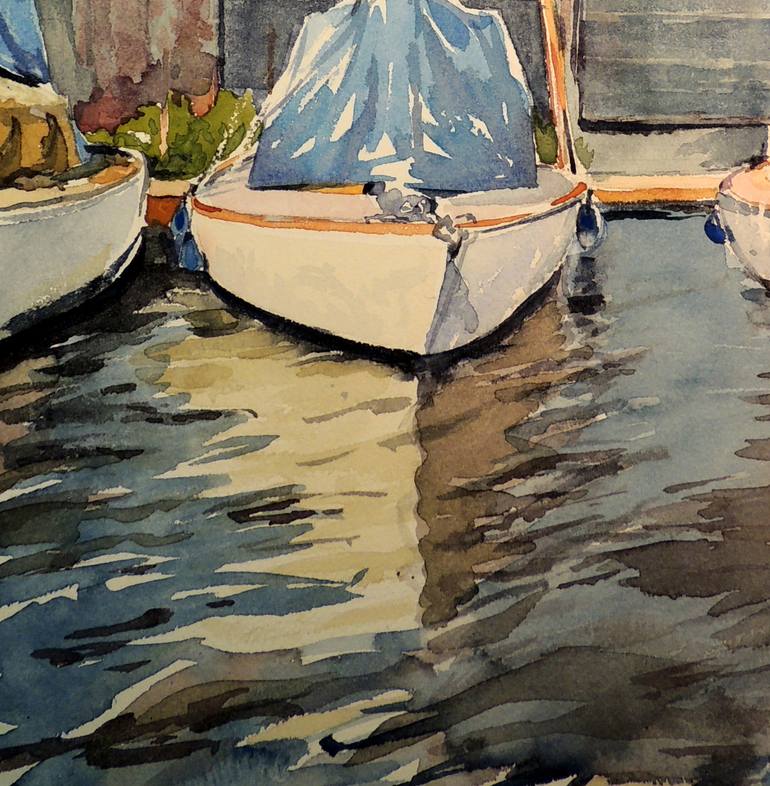 Original Impressionism Boat Painting by chris kunze
