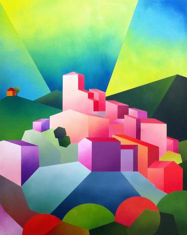 Original Cubism Landscape Paintings by Daniele P