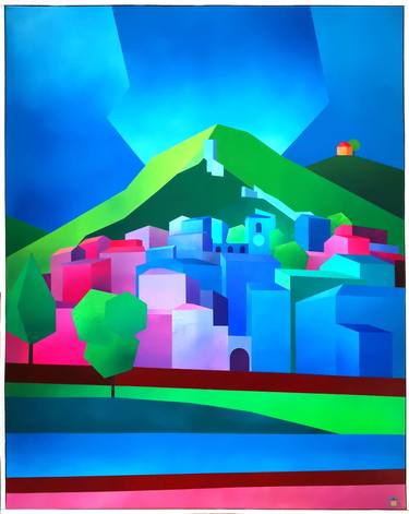 Original Cubism Landscape Paintings by Daniele P