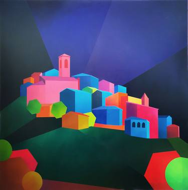 Original Cubism Landscape Paintings by Daniele P