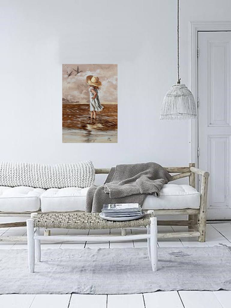 Original Contemporary Beach Painting by Monika Luniak