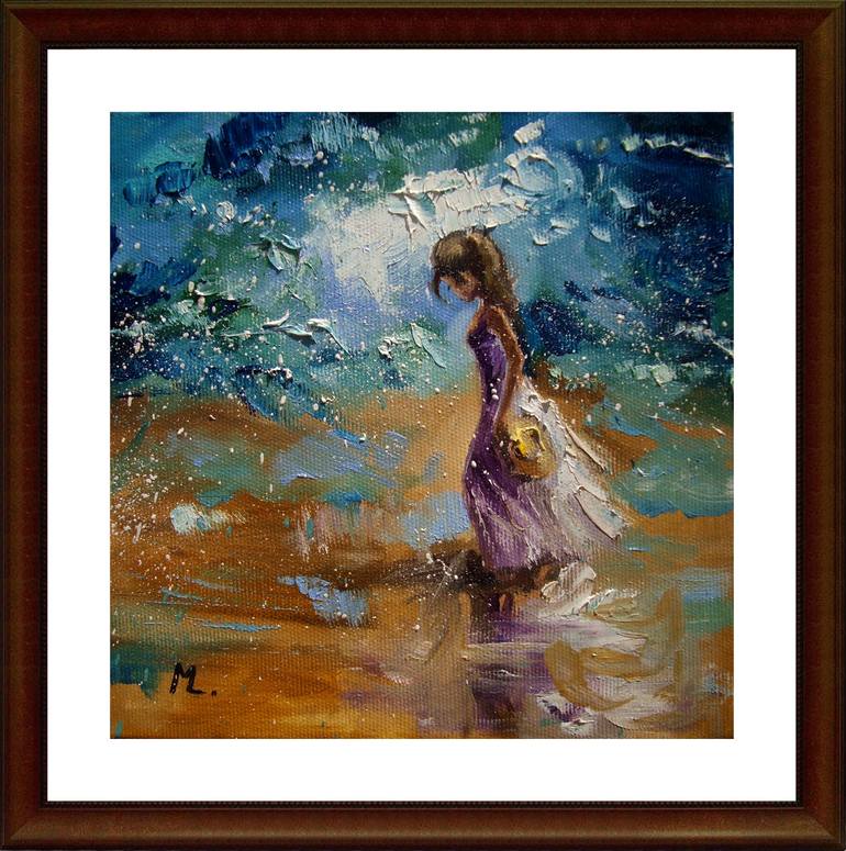 Original Abstract Beach Painting by Monika Luniak