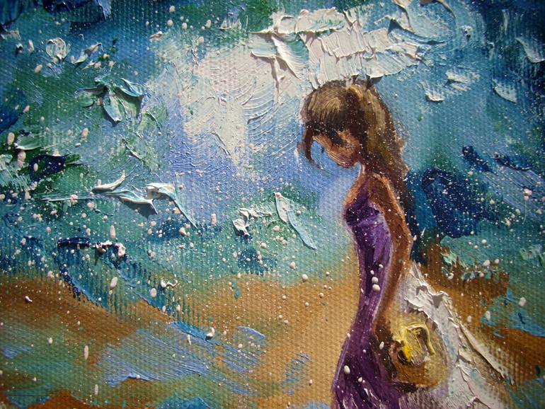 Original Abstract Beach Painting by Monika Luniak