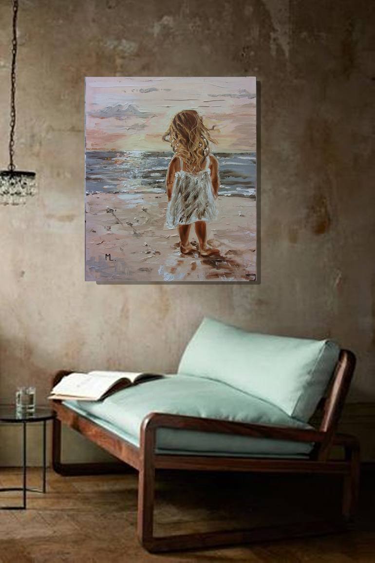 Original Expressionism Beach Painting by Monika Luniak