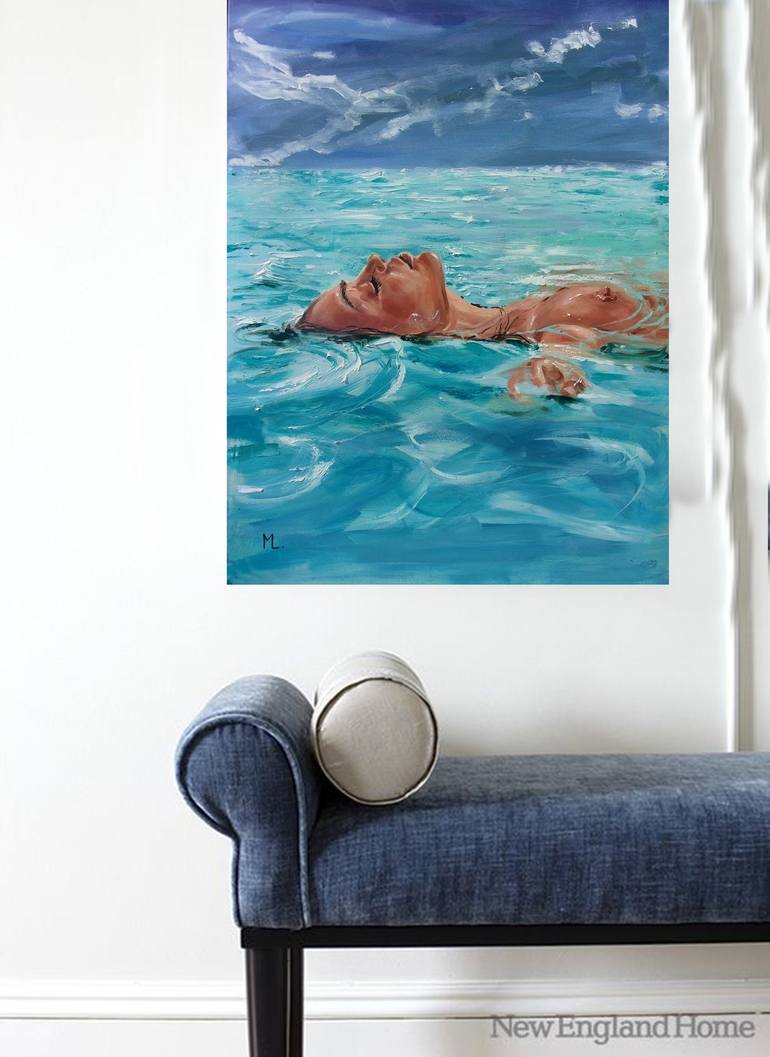 Original Figurative Beach Painting by Monika Luniak