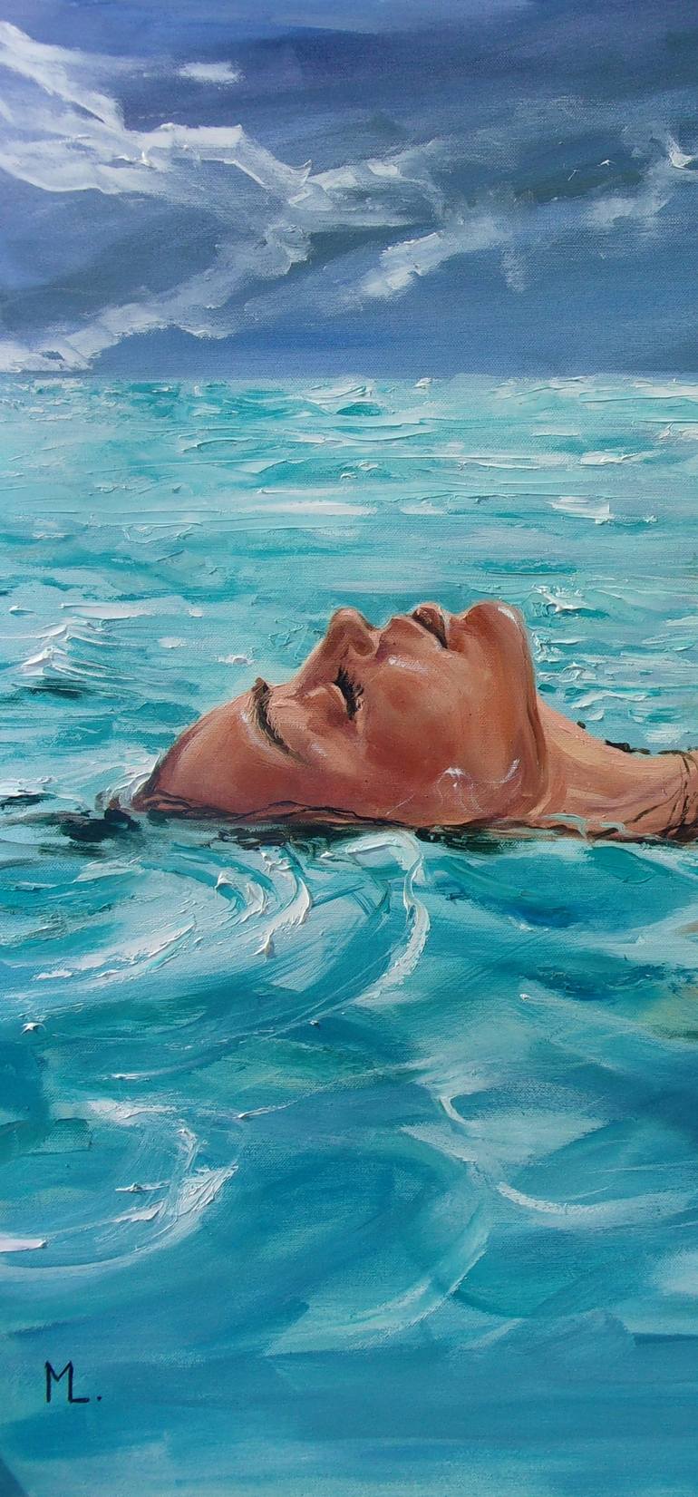 Original Figurative Beach Painting by Monika Luniak