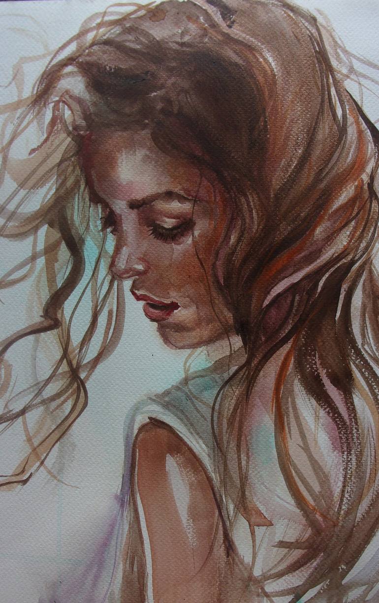 Original Figurative Portrait Painting by Monika Luniak