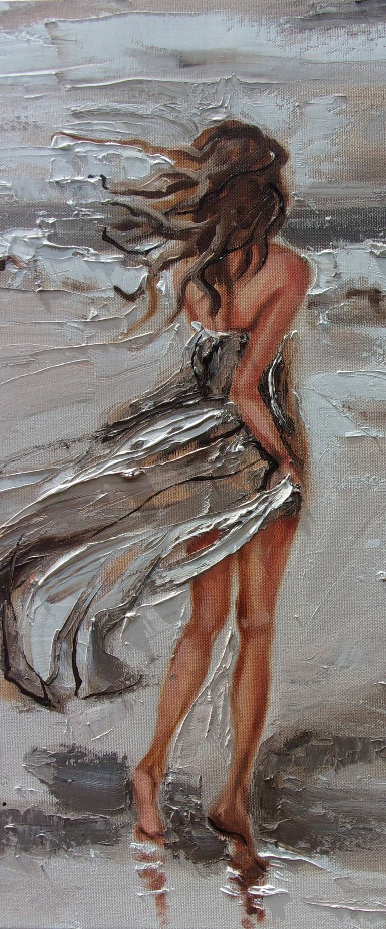 Original Expressionism Beach Painting by Monika Luniak
