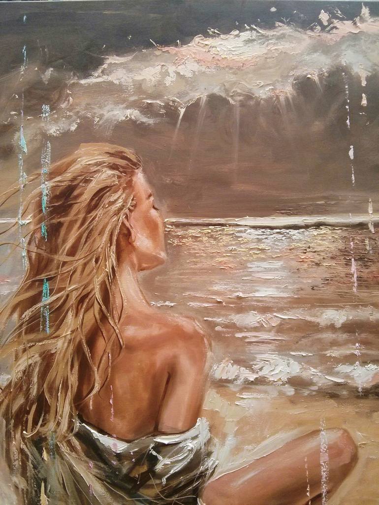 Original Beach Painting by Monika Luniak