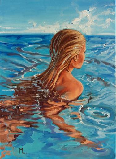 Print of Figurative Beach Paintings by Monika Luniak