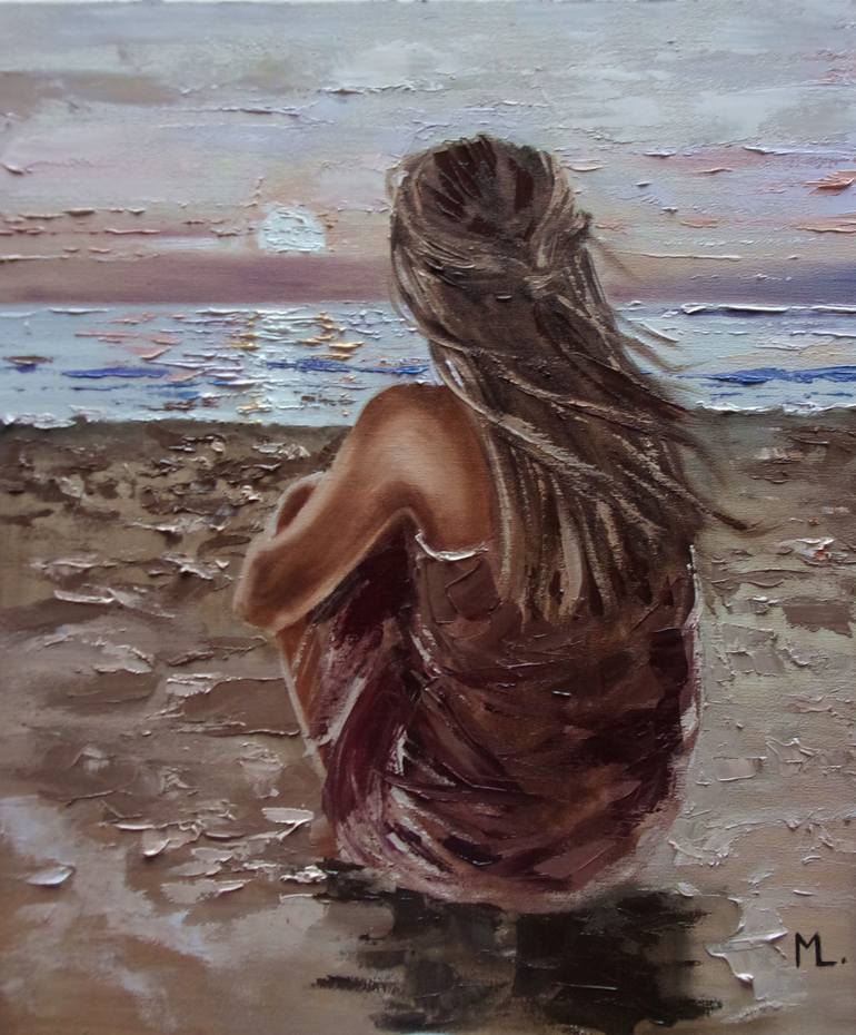 SUMMER ... SUN SKY SEA SAND liGHt ORIGINAL OIL PAINTING, GIFT, PALETTE ...