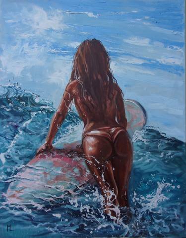 " CALIFORNIAN DAY ... " original painting SEA summer GIFT sea swimming (2020) thumb