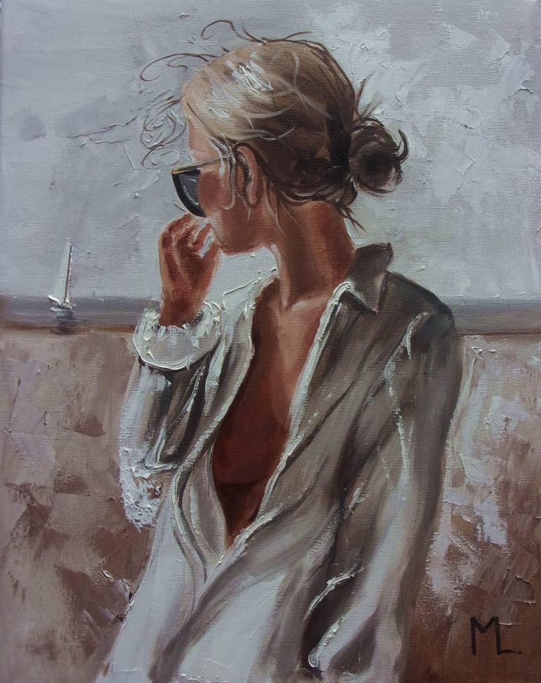 Original Contemporary Beach Painting by Monika Luniak