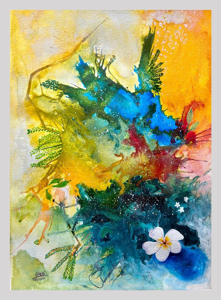 Original Abstract Expressionism Floral Painting by Aarti Bartake