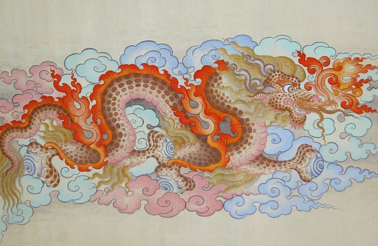 tibetan style dragon Painting by Tenzin Dhonden | Saatchi Art