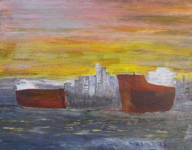 Original Fine Art Boat Painting by J R Thacker