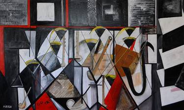 Original Cubism Abstract Paintings by Annick Ibsen