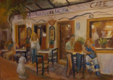 Original Impressionism People Painting by Ageliki Alexandridou