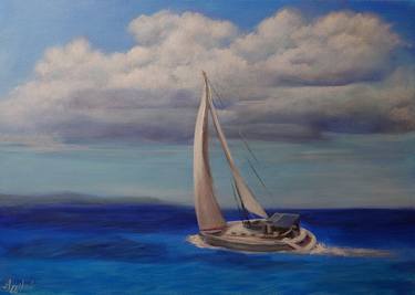 Original Contemporary Boat Painting by Ageliki Alexandridou