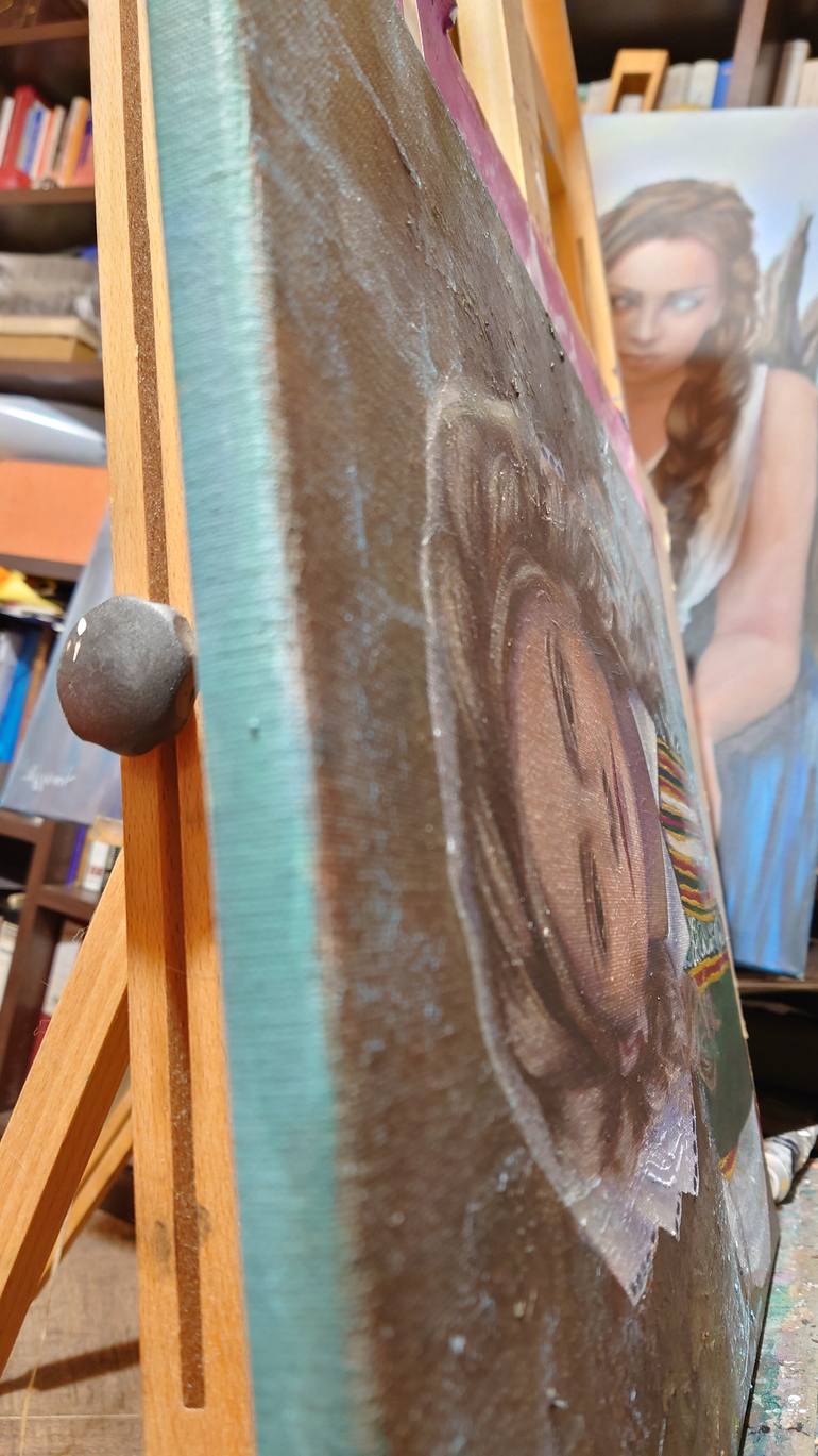 Original Realism People Painting by Ageliki Alexandridou