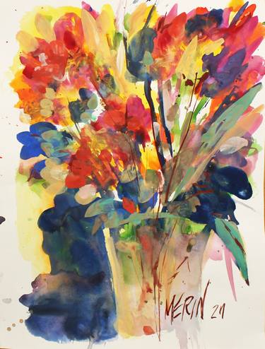 Original Impressionism Floral Painting by Danko Merin