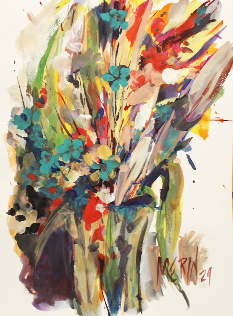 Wild flowers in a vase 6 Painting by Danko Merin | Saatchi Art