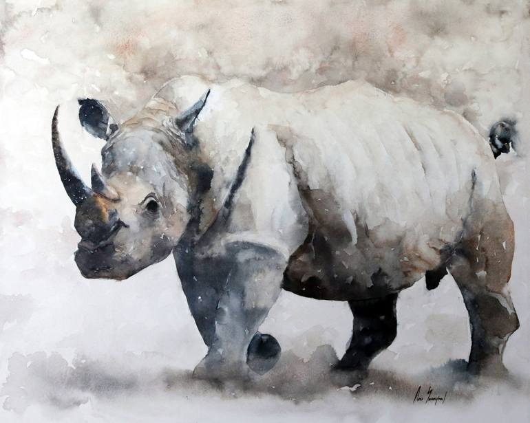 A Magnificent Species Of Africa - Save The Rhino Painting by Arie ...