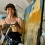 Contemporary latin-american artist Alicia Savio at her art studio.