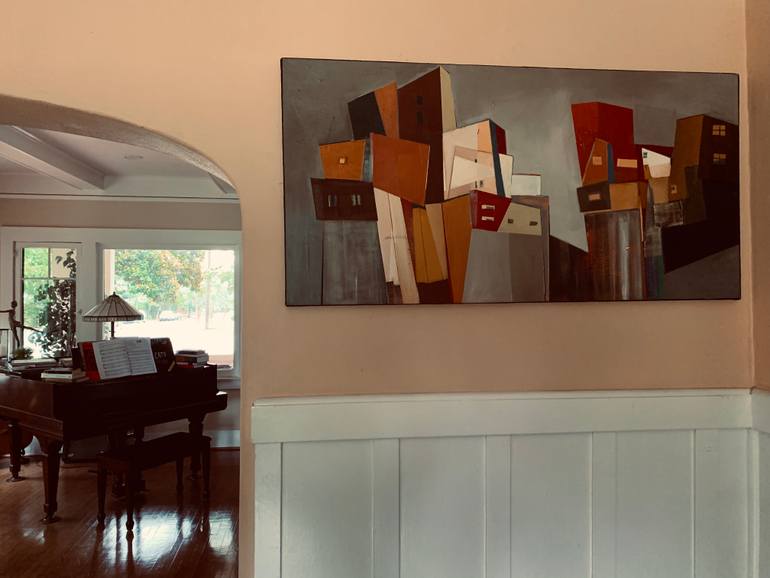Original Cubism Architecture Painting by Alicia Savio