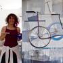 Contemporary latin-american artist Alicia Savio painting in her art studio