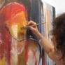 Contemporary latin-american artist Alicia Savio in her art studio