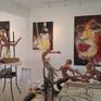 Contemporary latin-american artist Alicia Savio in her art studio.