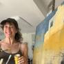 Contemporary latin american artist Alicia Savio in her art studio