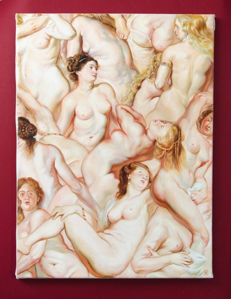 Original Fine Art Nude Painting by Daria Galinski