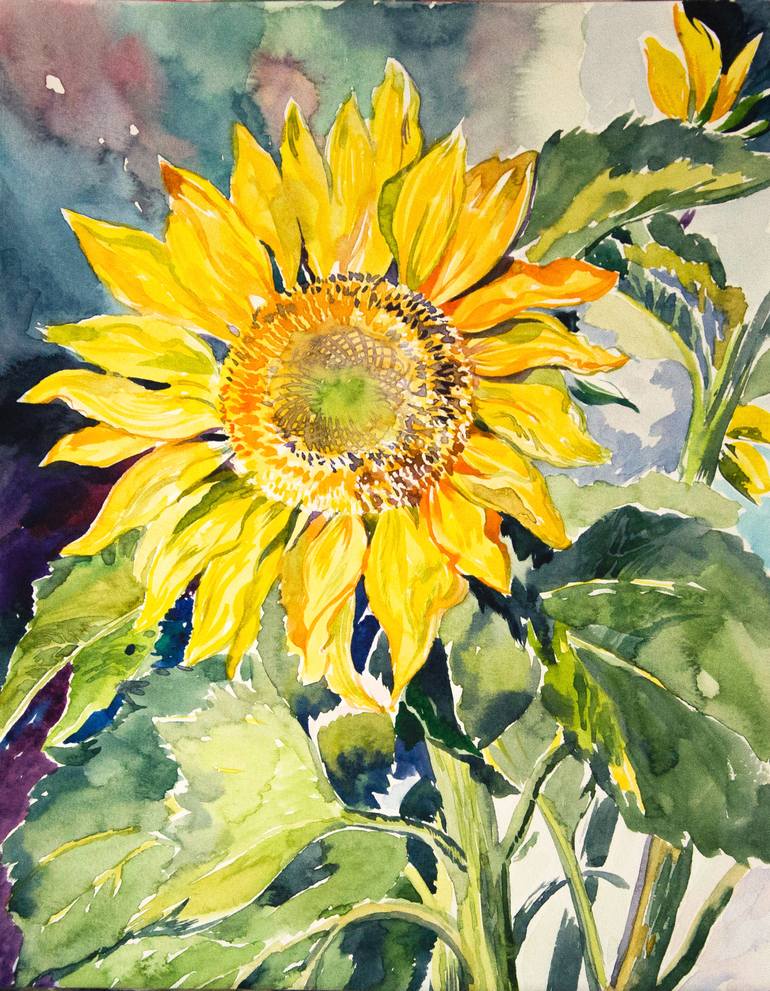 Sunflower Watercolor Painting By Daria Galinski | Saatchi Art