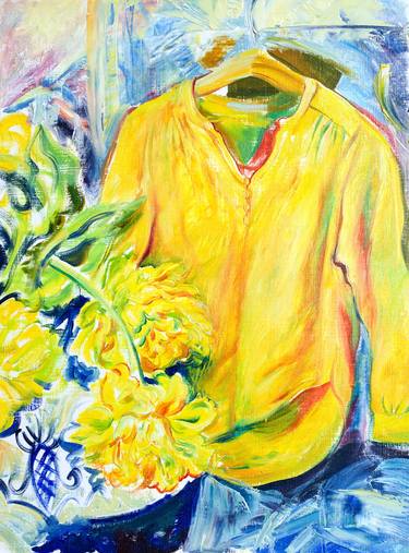 Still life with Yellow Shirt and Tulips thumb