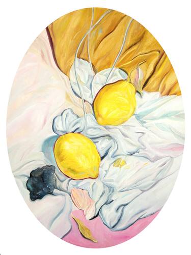 Still Life with two Lemons (oval canvas) thumb